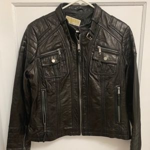 Michael Kors Leather Jacket, Size L, Womens